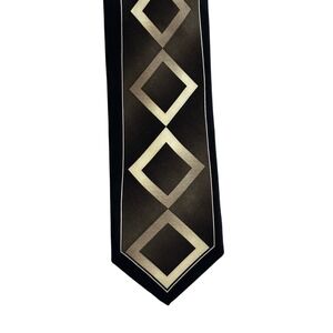GASPARO Mens X LONG HandMade Silk Tie Black TAUPE Diamond VINTAGE BUSINESS MONEY